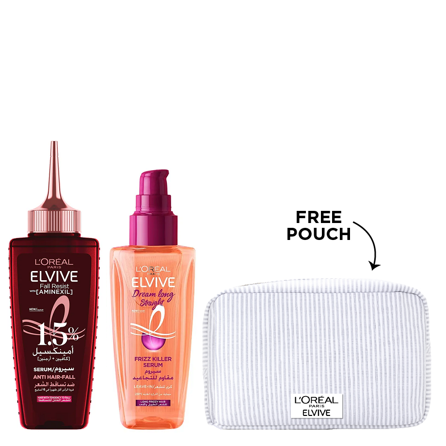 Elvive - Dream Long Straight Frizz Killer Serum & Full Resist Aminexil Serum Bundle