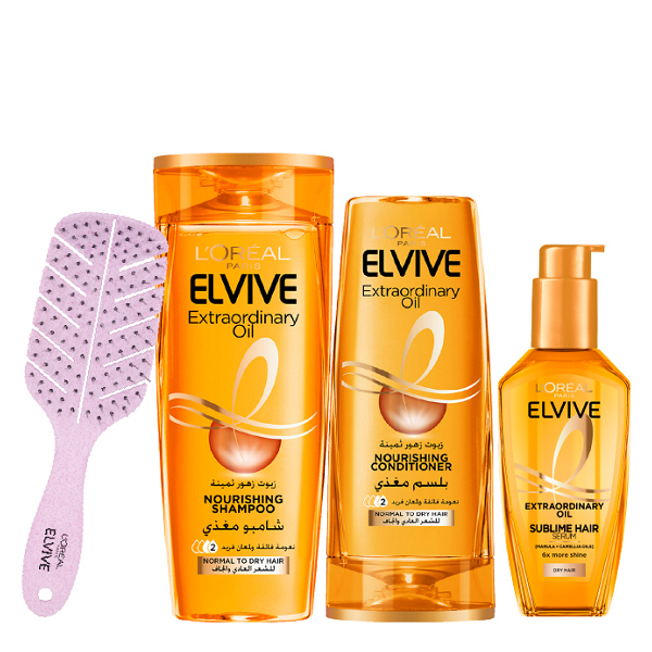 Elvive - Extraordinary Oil Shampoo, Conditioner & Hair Serum Bundle