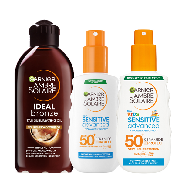 Garnier - Ambre Solaire Ideal Bronze, Adult Spray & Kids Spray Bundle