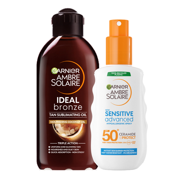 Garnier - Ambre Solaire Ideal Bronze & Sensitive Advanced Spray SPF50+ Bundle