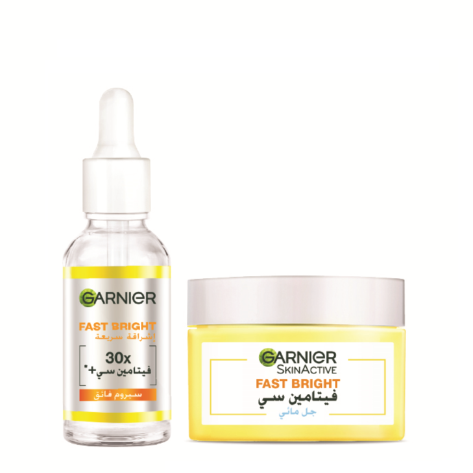 Garnier - Fast Bright 30x Vitamin C Booster Serum & Vitamin C Water Gel Bundle