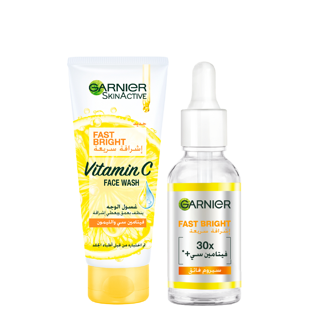 Garnier - Fast Bright 30x Vitamin C Booster Serum & Face Wash Bundle