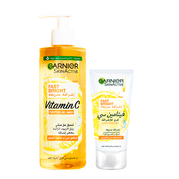 Garnier - Fast Bright Vitamin C Gel Wash & Fast Bright Day Cream Bundle