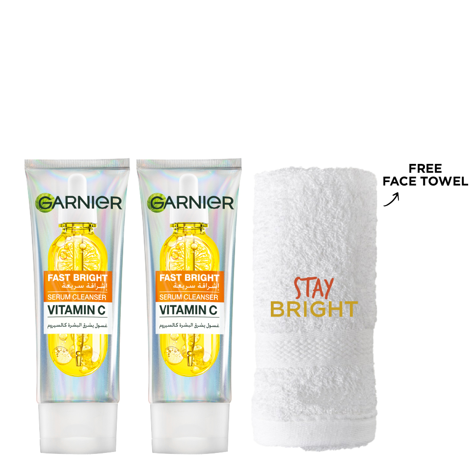 Garnier - SkinActive Fast Bright Vitamin C Serum Cleanser Duo Pack Bundle