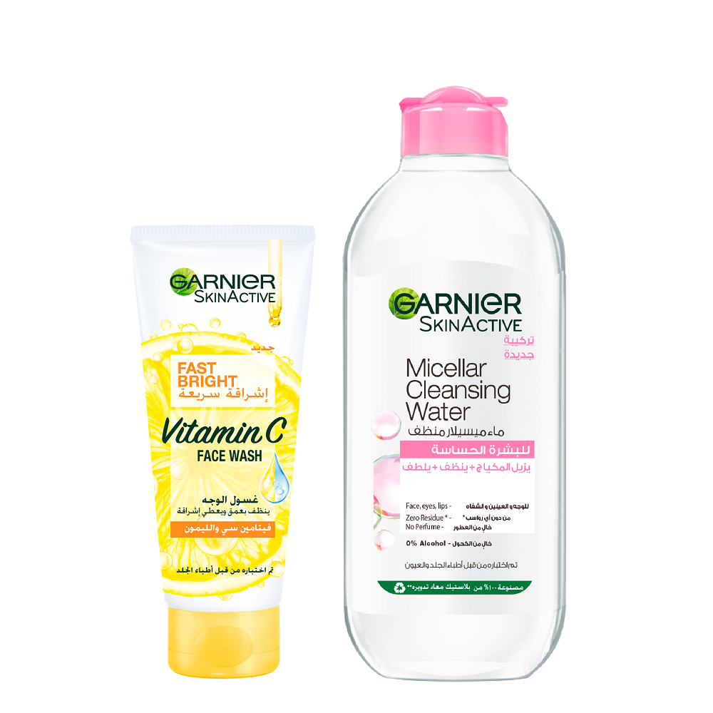 Garnier - Fast Fairness Vitamin C Face Wash & Micellar Cleansing Water Bundle