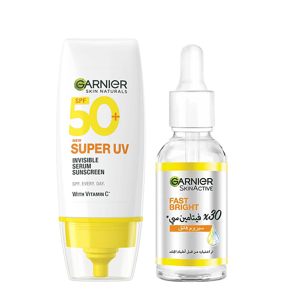 Garnier - SUPER UV Serum SPF50+ & Fast Bright Vitamin C Serum Bundle