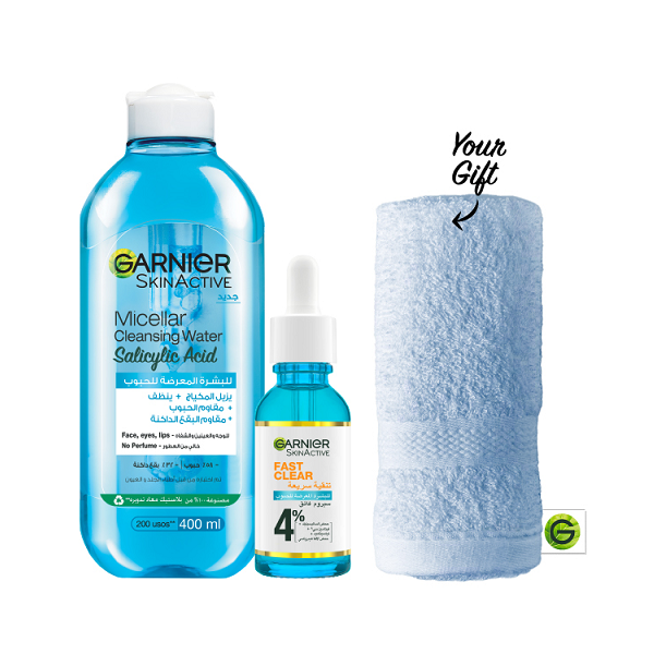 Garnier - SkinActive Micellar Cleansing Water Salicylic Acid & Booster Serum Bundle