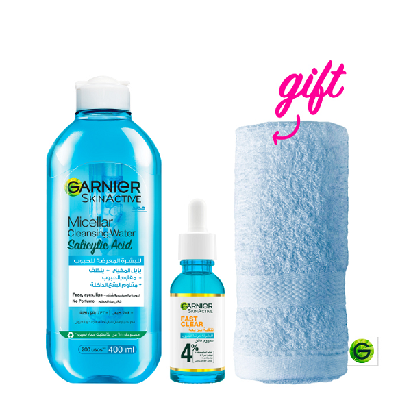Garnier - SkinActive Micellar Cleansing Water Salicylic Acid & Booster Serum Bundle