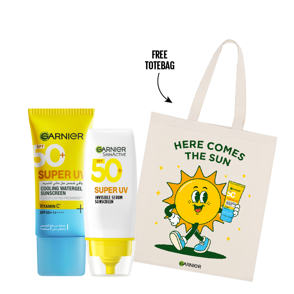 Garnier - Super UV Cooling Watergel Sunscreen & Super UV Invisible Sunscreen Serum SPF50+ Bundle