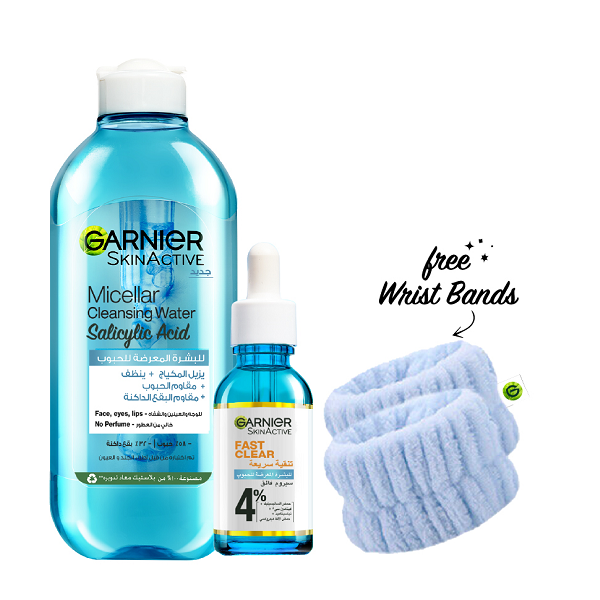 Garnier SkinActive - Fast Clear Anti Acne Routine ( Micellar Cleansing Water + Serum ) Bundle