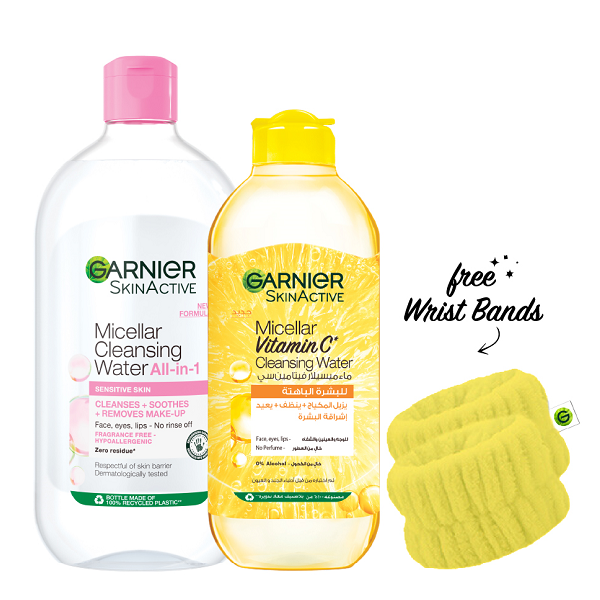 Garnier SkinActive - Micellar Cleansing Water All In 1 & Micellar Vitamin C Cleansing Water Bundle