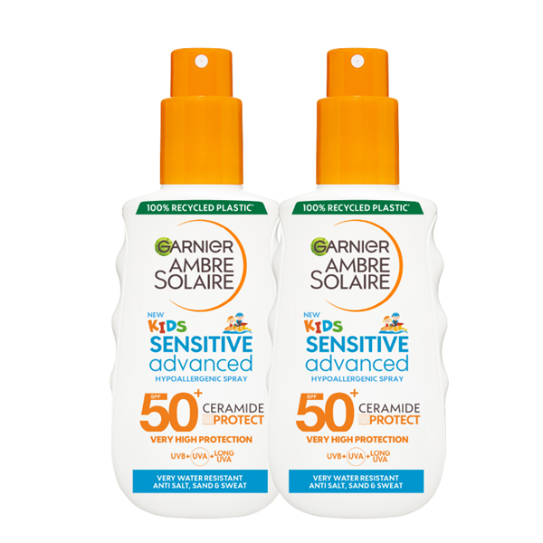 Garnier Ambre Solaire - Kids Sensitive Advanced Ceramide Protect SPF50+ Spray Duo Pack Bundle