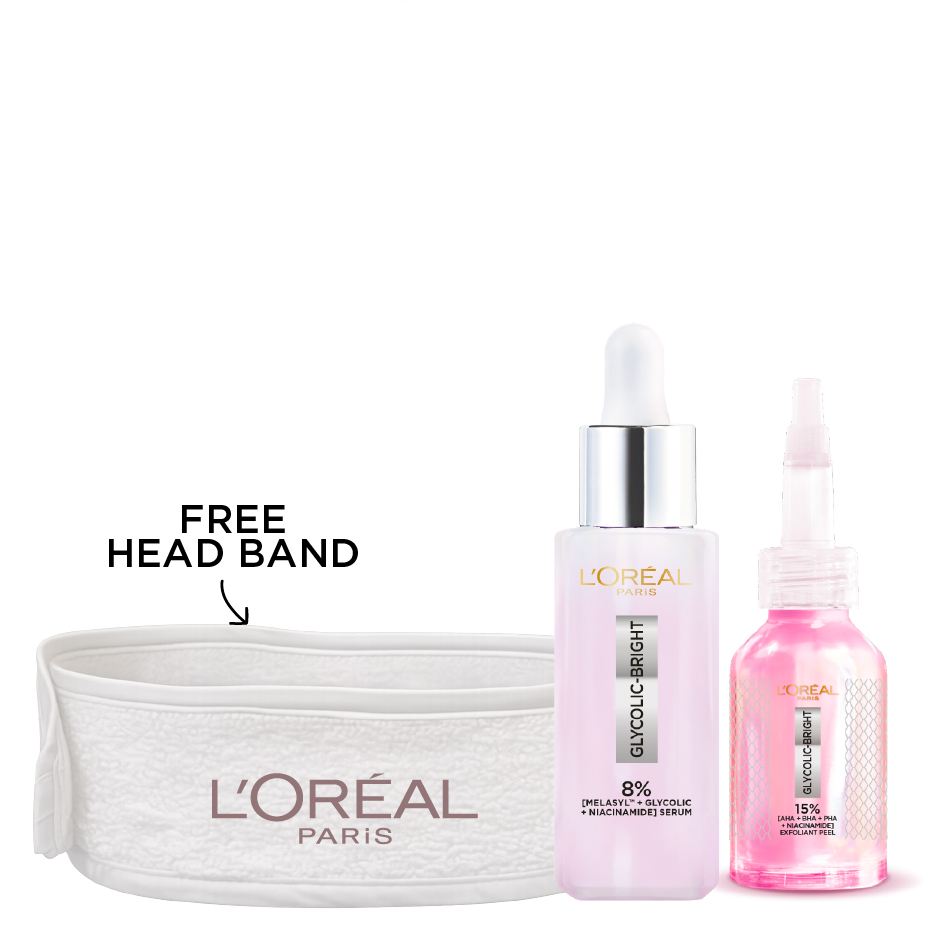 L'Oreal Skin Expert - Glycolic Bright Exfoliant Peel & Brightening Serum Bundle