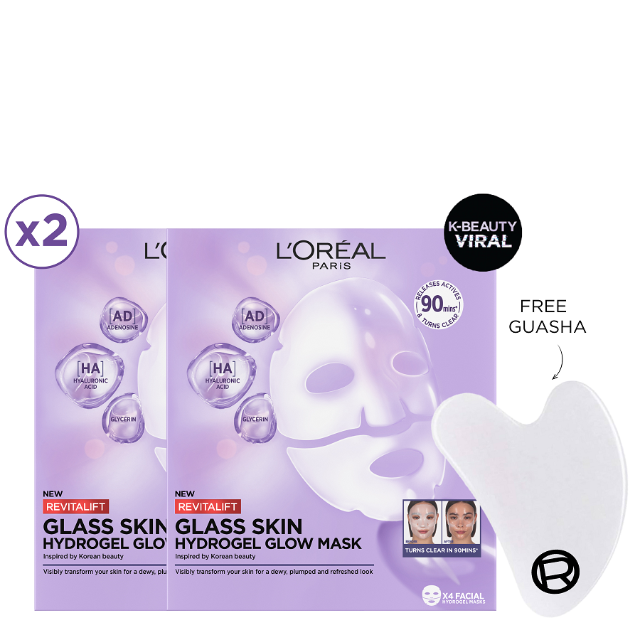 L'Oreal - Revitalift Glass Skin Hydrogel Glow Mask Duo Pack Bundle