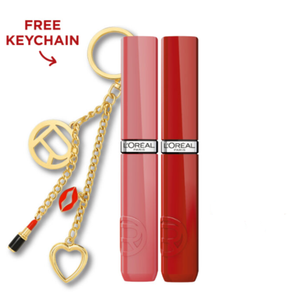 L'Oreal Paris - Infaillible Laque Resistance Lipstick Duo Pack With Keychain Bundle