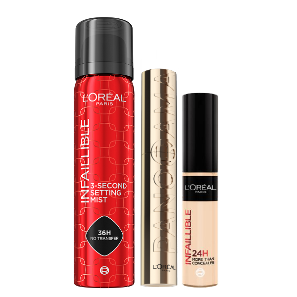 L'Oreal Paris - Panorama Mascara, Infaillible 3 Second Setting Spray & More Than Concealer Bundle