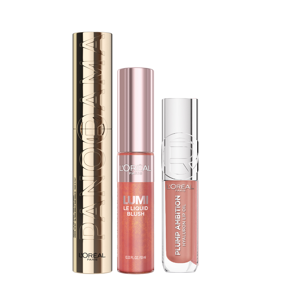 L'Oreal Paris - Panorama Mascara, Lumi Blush & Plump Ambition Bundle