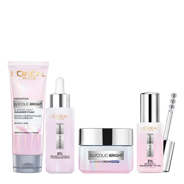 L'oreal Skin Expert - Glycolic Bright Night Face Care Bundle