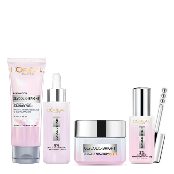 L'oreal Skin Expert - Glycolic Bright Day Face Care Bundle