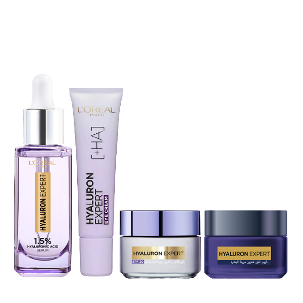 L'Oreal Skin Expert - Hyaluron Expert Face Serum, Eye Cream, Night Cream & Day Cream Bundle