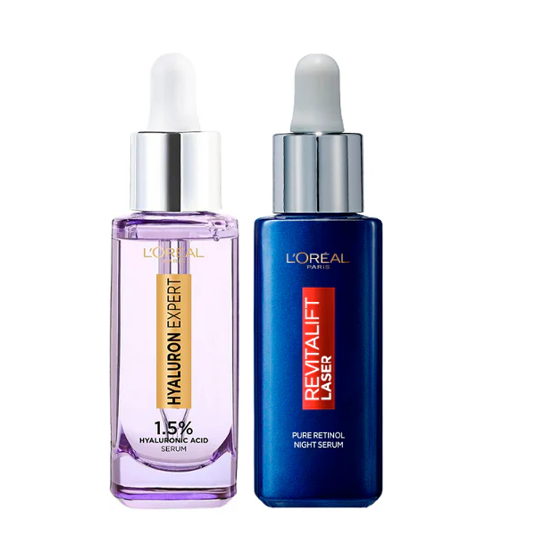 L'oreal Skin Expert - Hyaluron Expert Serum & Revitalift Laser Pure Retinol Night Serum Bundle