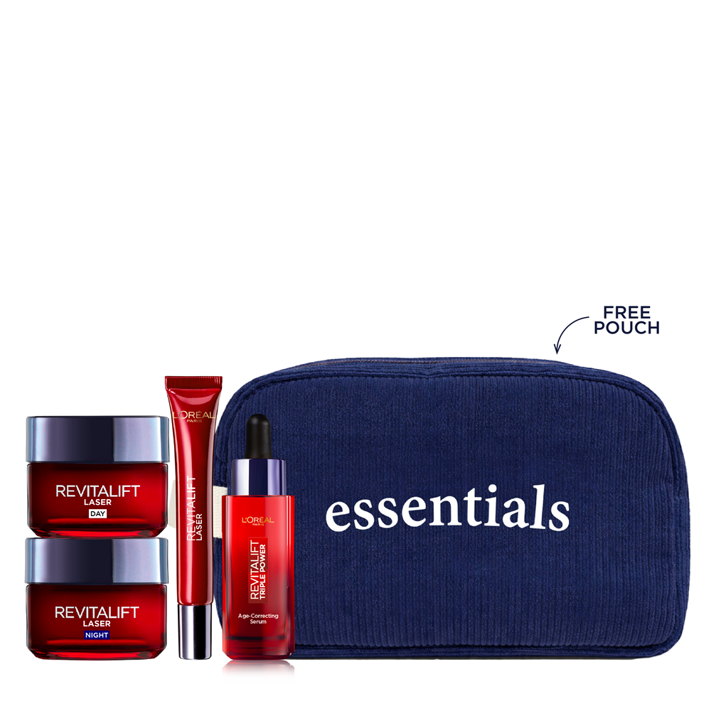 L'Oreal Skin Expert - Revitalift Laser Pure Retinol Night Serum, Laser Night Cream, Laser Day Cream & Laser Eye Cream Bundle