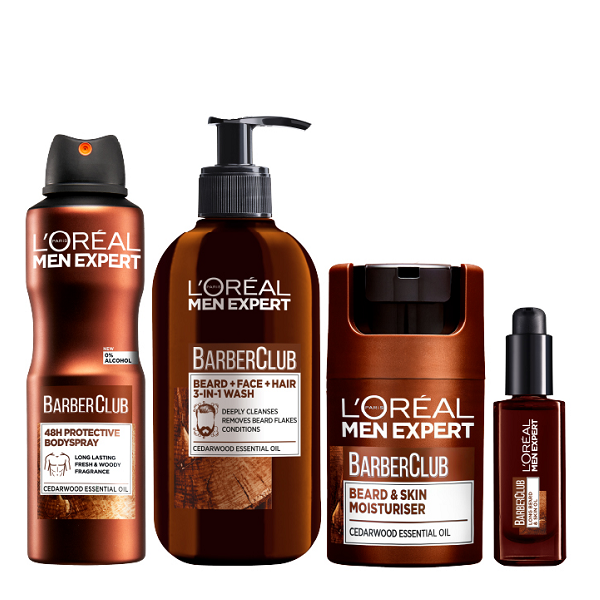 L'Oreal Men Expert - Barber Club Wash, Moisturiser, Oil & Body Spray Bundle