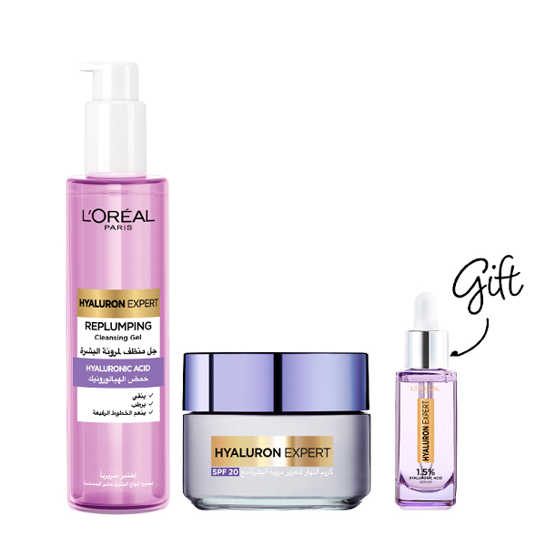 L'Oreal Skin Expert - Hyaluron Expert Day Cream SPF20 & Replumping Cleansing Gel Bundle