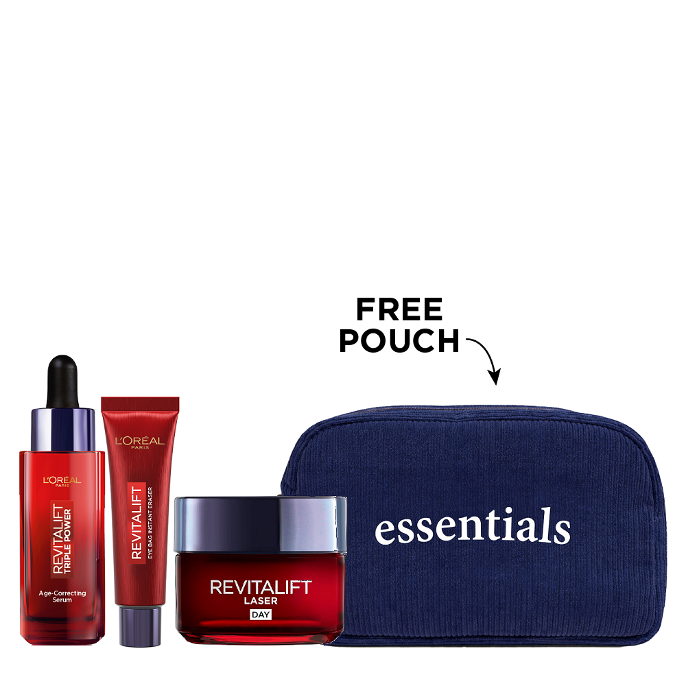 L'Oreal - Revitalift Triple Power Serum, Laser Day Cream & Laser Eye Cream Bundle