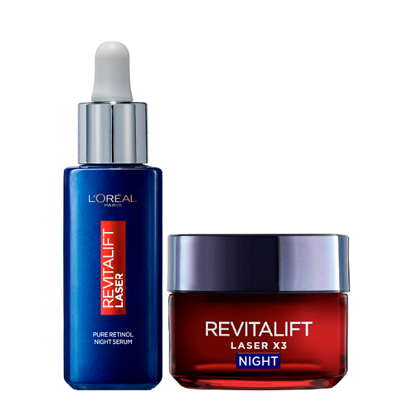L'Oreal Skin Expert - Revitalift Laser Pure Retinol Night Serum & Laser 3x Night Cream Bundle