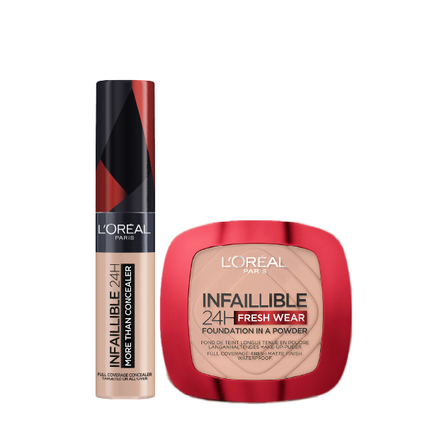 L'oreal Paris - Infaillible Foundation in a Powder & Infaillible More Than Concealer Bundle