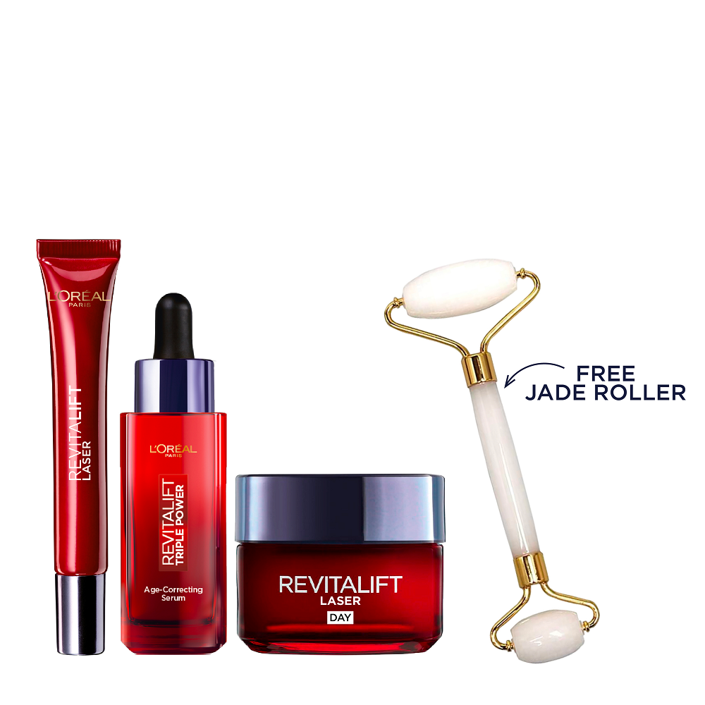 L'oreal Skin Expert - Revitalift Laser Day Cream, Triple Power Serum & Eye Cream Bundle