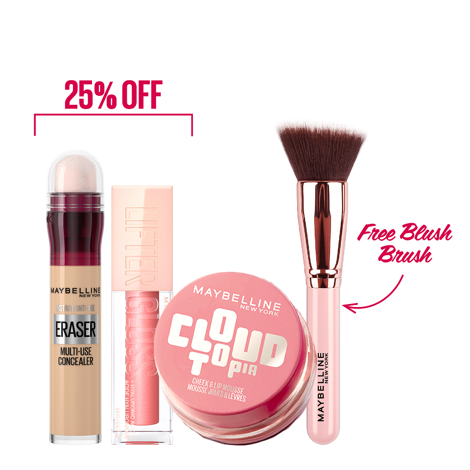 Maybelline - Cloudtopia Cheek & Lip Mousse, Lifter Gloss & Eraser Concealer Bundle
