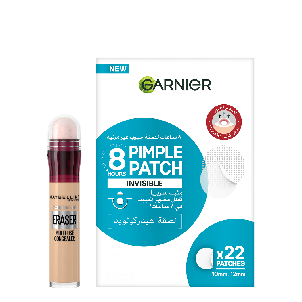 Maybelline - Eraser Multi Use Concealer & Garnier Pimple Patch Invisible Bundle