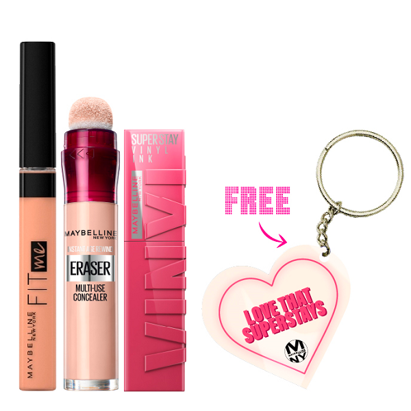 Maybelline - Fit Me Concealer, Instant Rewind Eraser Concealer & SuperStay Vinyl Ink Bundle