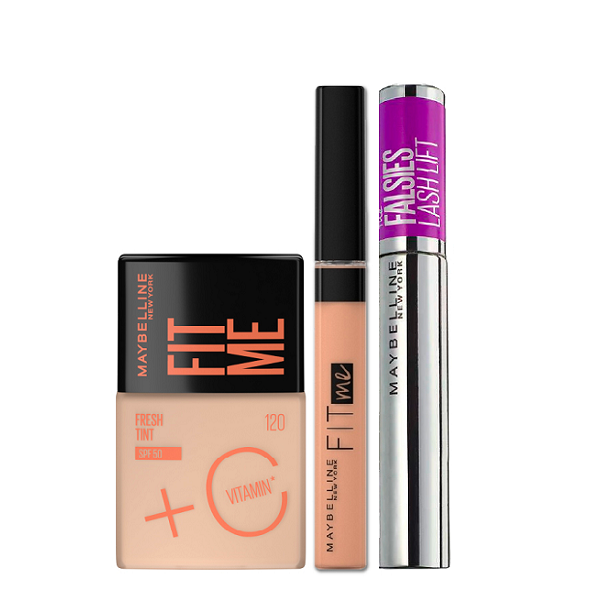 Maybelline - Fit Me Fresh Tint Foundation, Concealer & Falsies Lash Lift Mascara Bundle