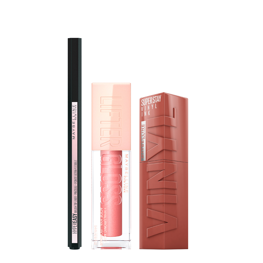 Maybelline - Hyper Easy Tip Liner, Lifter Gloss & Super Stay Vinyl Ink Bundle
