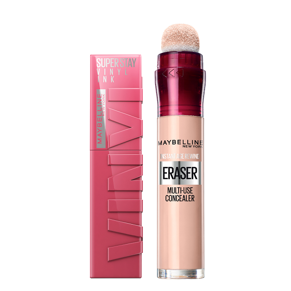 Maybelline - Instant Rewind Eraser Concealer & Superstay Vinyl Ink Lipstick Bundle