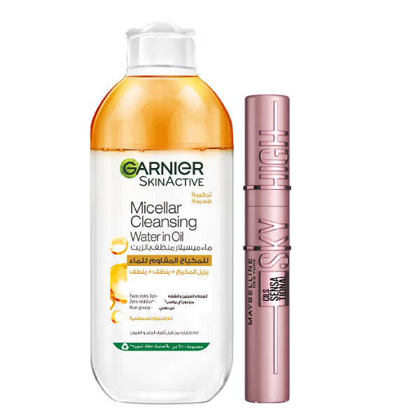 Maybelline - Sky High Mascara & Garnier Micellar Oil Infused Cleansing Water Bundle