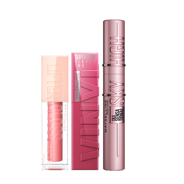 Maybelline - Sky High Mascara, Lifter Gloss & SuperStay Vinyl Ink Bundle