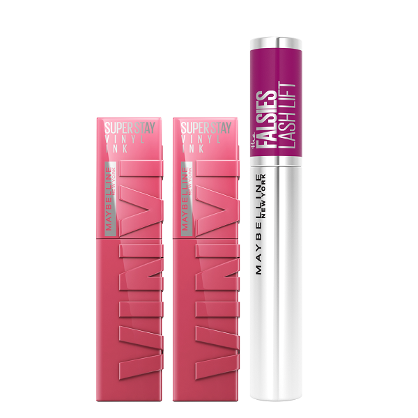 Maybelline - SuperStay Vinyl Ink Duo Pack & The Falsies Lash Lift Mascara Bundle