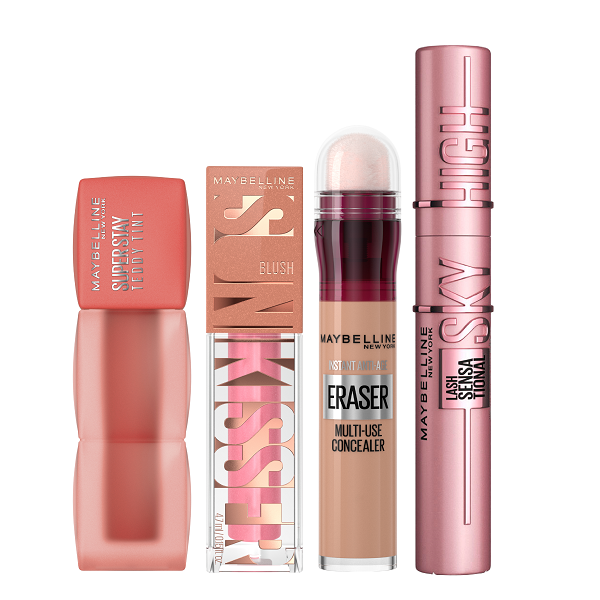 Maybelline - Super Stay Teddy Tint, Sunkisser Blush, Sky High Mascara & Eraser Concealer Bundle