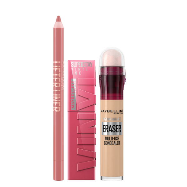 Maybelline - Super Stay Vinyl Ink, Eraser Multi Use Concealer & Lifter Liner Bundle