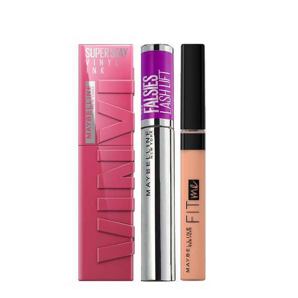 Maybelline - The Falsies Lash Lift Mascara, Superstay Vinyl Ink & Fit Me Concealer Bundle