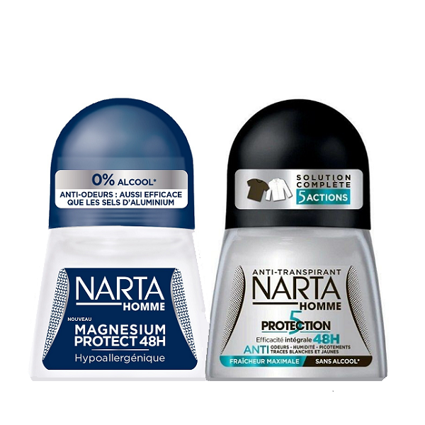 Narta - Homme Magnesium Protect 48H & Protection 5 Deo Roll On Bundle