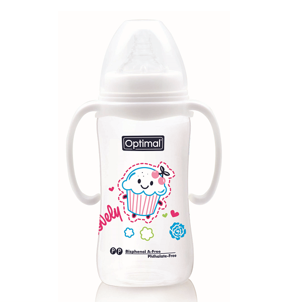 Optimal - PP Wide Neck Feeding Bottle With Handle 6-18m 300ml
