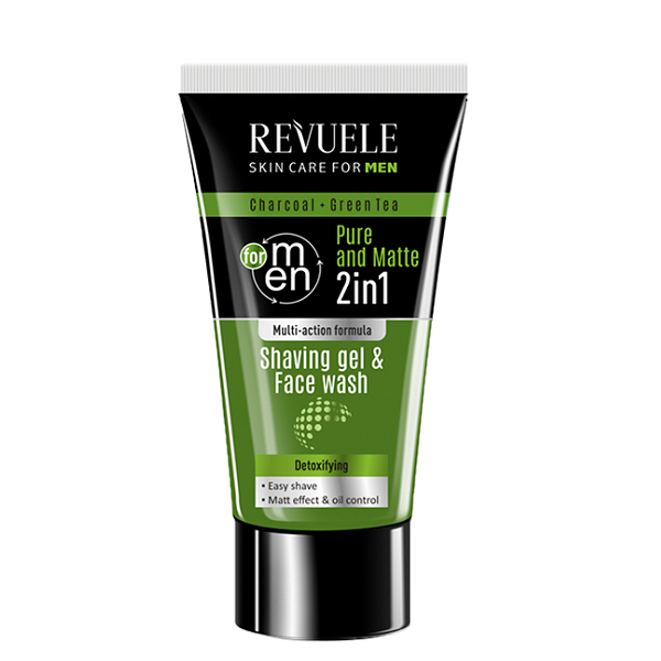 Revuele - Men Care Shaving Gel & Face Wash Charcoal & Green Tea
