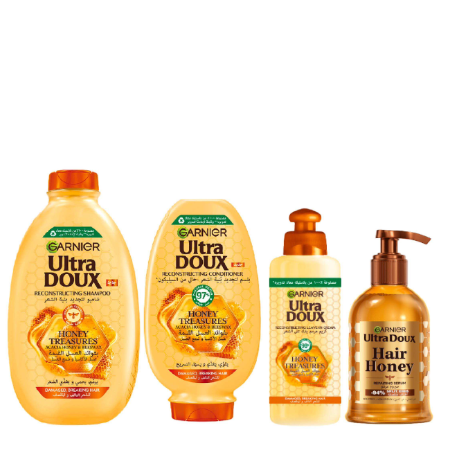 Ultra Doux - Honey Treasures Shampoo, Conditioner, Leave In Cream & Repairing Serum Bundle
