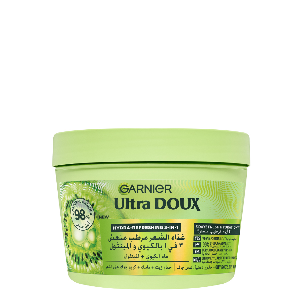 Ultra Doux - Hydra Refreshing 3 in 1 Hair Food With Kiwi & Menthol For Oily Roots & Dry hair