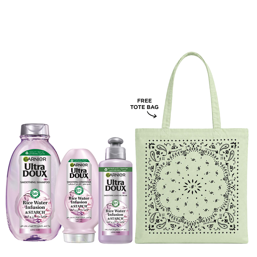 Ultra Doux - Rice Water Infusion & Starch Shampoo, Conditioner & Leave In Bundle